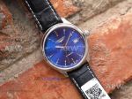 Perfect Replica Longines Blue Dial Stainless Steel Bezel Black Leather Strap 40mm Men's Watch